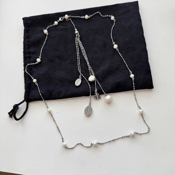 Ralph Lauren Dainty Necklace Fringe Silver Pearl Wedding Bride Backdrop Drape - Picture 1 of 5